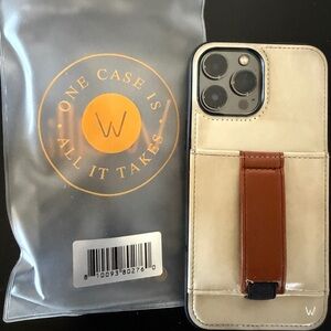 Beige and Brown Phone Case with Strap